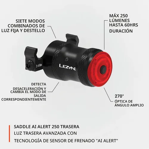 Vista 3 de LEZYNE Saddle-Mounted LED Rear Bike Light
