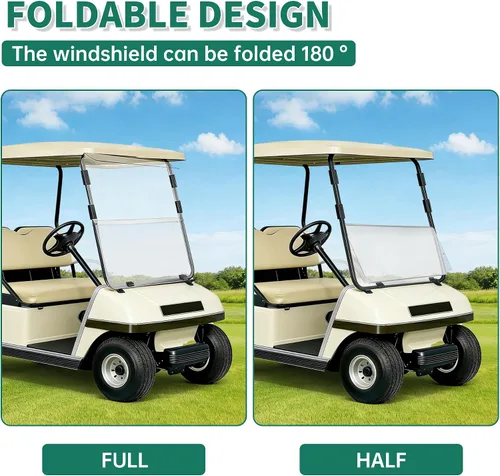 Vista 4 de ECOTRIC Parabrisas compatible con Club Car DS de 1982-2000.5 Clear Fold Down resistente al impacto para carrito de golf Modelo DS