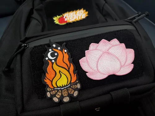 Vista 3 de Kolorspun Parche de flor de loto - Gancho y bucle táctico moral parche (rosa)