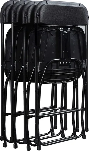 Vista 4 de Lorell Silla plegable de plástico negro (paquete de 4)