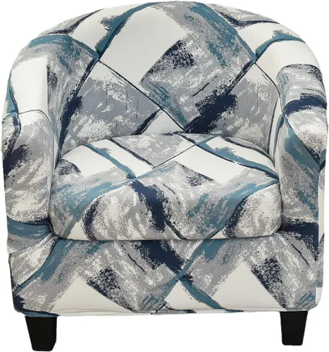 Vista 12 de CRFATOP - Funda elástica para sillón de club (2 piezas) 1 Club Cover & 1 Cushion Cover, Soft Round Tub Sofa Covers, Pet Friendly, Washable