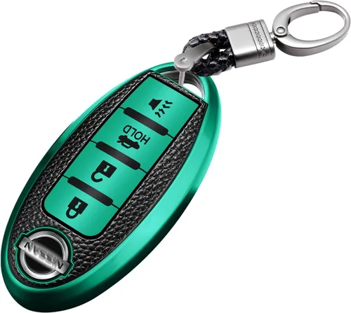 Vista 9 de Xotic Tech - Funda de piel granulada de poliuretano termoplástico azul con llavero compatible con Nissan Altima Maxima, Murano, Sentra Versa Leaf