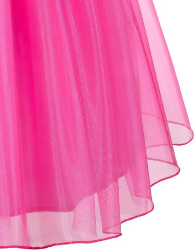 Vista 7 de Vestido de princesa rosa para niñas, vestido de belleza durmiente con accesorios Sleeping Beauty Costume for Birthday, Halloween, Trick or Trea