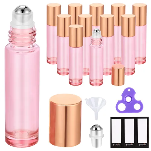 Vista 17 de PrettyCare 6 piezas, botellas roll-on de 10 ml para aceites esenciales con bola de rodillo de acero inoxidable - Botellas rellenables a prueba