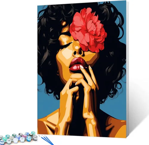 Vista 11 de Tucocoo Kit de pintura africana por números para niñas negras, lienzo de 16 x 20 pulgadas, pintura al óleo para niños, estudiantes, adultos