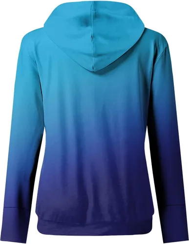 Vista 4 de JXQCWY Sudaderas con capucha de otoño para mujer, sudadera con capucha con cordón de ajuste largo y bloque de color para salir