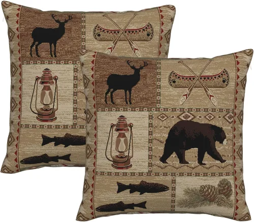 Vista 12 de Juego de 2 fundas de almohada cuadradas de 18x18 pulgadas, fundas de almohada decorativas retro negras estilo rústico para casa, sofá, fundas