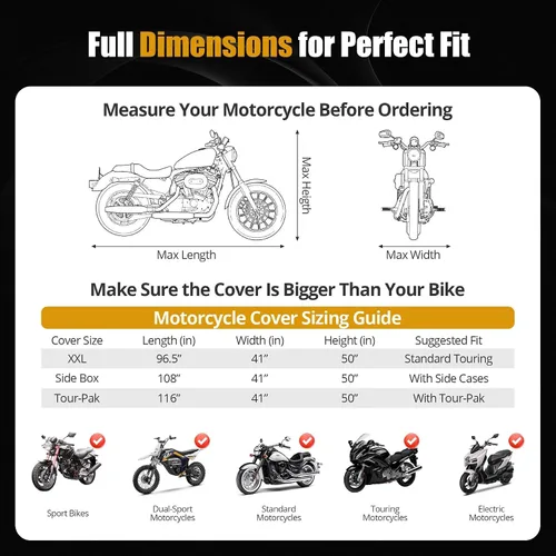 Vista 3 de 300D Motorcycle Cover Waterproof Outdoor 96.5 inch