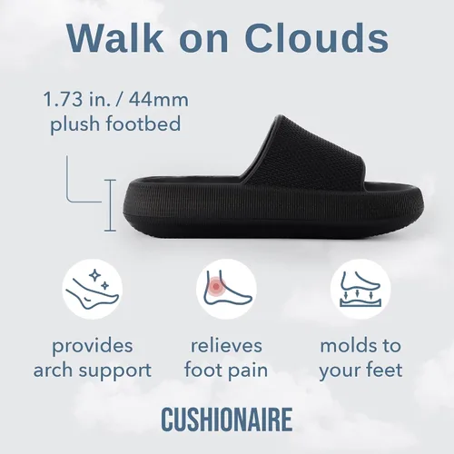 Vista 4 de CUSHIONAIRE Sandalias Feather de EVA para Mujeres Cómodas Pantuflas Deslizables para Mujeres, Zapatos de Ducha para Interiores y Exteriores