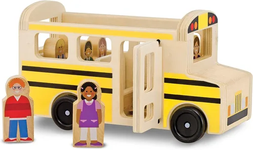 Vista 3 de Melissa & Doug Juego de madera para autobús escolar con 7 figuras de juego