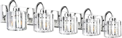 Vista 22 de Luz de tocador de baño dorada - Accesorio de luz de baño de cristal sobre espejo