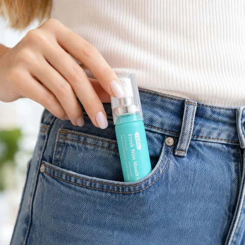 Vista 6 de Aerosol bucal para ambientador de mal aliento, menta fresca, tamaño de viaje, portátil, con regalos sorpresa, 0.52 onzas (paquete de 2)