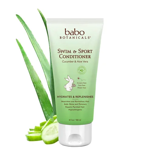 Vista 7 de Babo Botanicals Swim & Sport - Acondicionador de menta cítrica y maracuyá, purificador y reponedor, manteca de karité y té verde, para todas