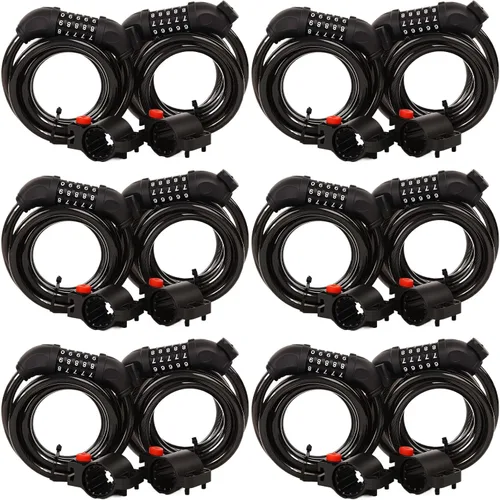 Vista 10 de SEPOX® Paquete de 2 piezas de 1.83 m de cable extra largo con combinación para bicicleta, cerradura de seguridad retráctil de 4 dígitos, cable de 12