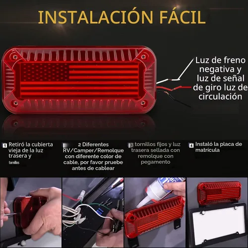 Vista 4 de Luces traseras POVTOR para RV, 57 luces LED para tráiler de camping con señal de marcha/giro/freno/luz de matrícula de parada, luces traseras LED