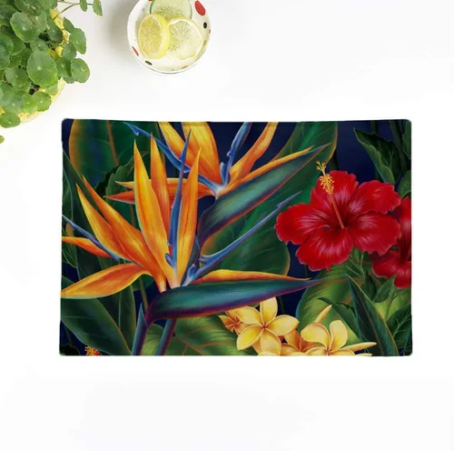 Vista 8 de Juego de 4 manteles individuales coloridos españoles mexicanos Talavera dobles de 18 x 12.5 pulgadas, decoración de fiestas, antideslizantes