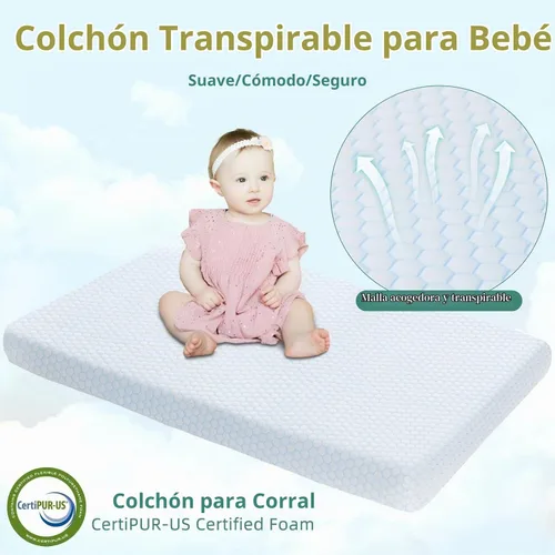Vista 6 de Colchón Pack and Play, colchones de espuma viscoelástica de doble cara Pack N Play