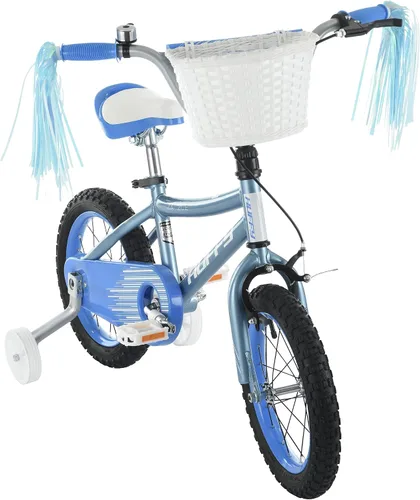 Vista 7 de Huffy Zazzle - Bicicleta para niña con ruedas de entrenamiento, serpentinas y cesta Azul claro