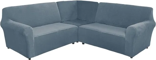 Vista 10 de YOPOIY Fundas de terciopelo para sofá esquinero, 3 piezas, en forma de L, alta elasticidad, suave y lavable a máquina, protector de muebles