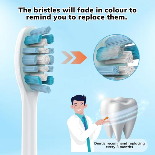 Vista 5 de Cabezales de cepillo de dientes de repuesto para cepillos de dientes Philips Sonicare con clic: paquete de 10 cabezales de cepillo eléctrico
