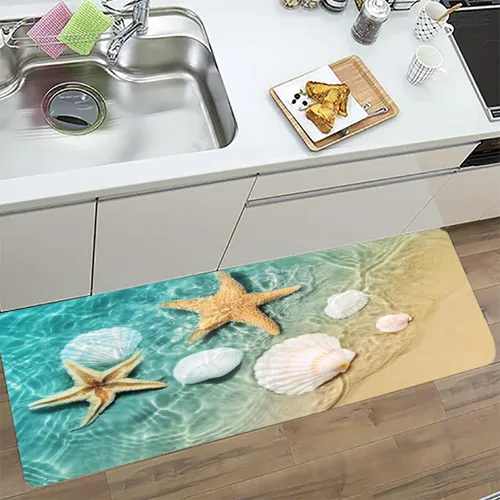 Vista 6 de LYFANS Alfombras de baño de espuma de esponja absorbente suave para baño y cocina (23.5 x 59 pulgadas), tapete de franela antideslizante brillante