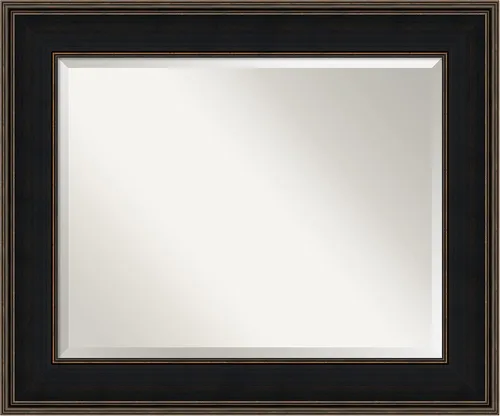 Vista 34 de Amanti Art Espejo de pared marrón de 26 x 22 pulgadas, espejo rectangular de baño de Alejandría marrón rústico para decoración de pared, sala