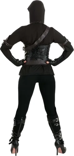Vista 6 de Disfraz Ninja Assassin para mujer conjunto de disfraz Ninja Negro
