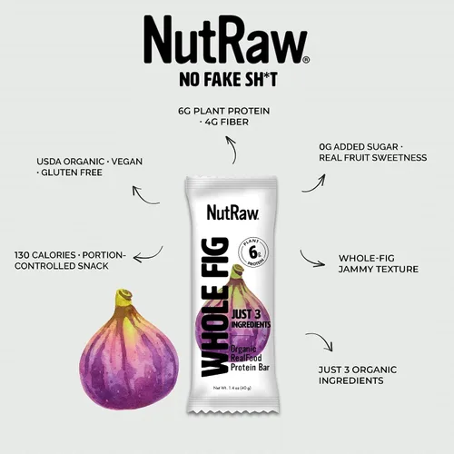 Vista 3 de Nutrawbar, Superalimento orgánico, barra de frutas crudas y nueces, higo entero, 1.4 onzas, 12