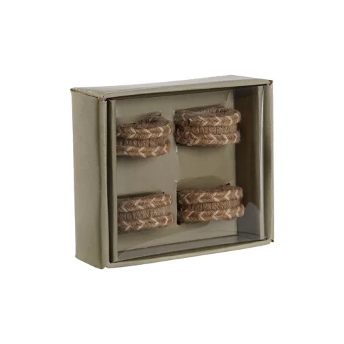Vista 5 de Anillo servilletero DKD Home Decor Natural Yute Madera de mango 6 x 3 x 6 cm 4 Piezas