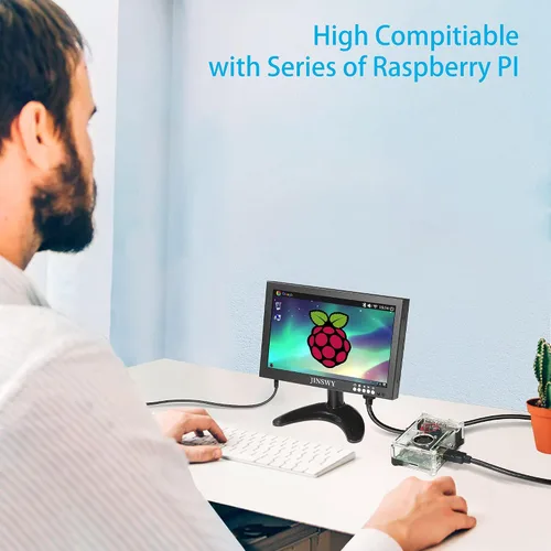 Vista 5 de Mini monitor de seguridad de 8 pulgadas, pantalla de metal portátil de 1280 x 720, entrada HDMI/VGA/AV/BNC, altavoces integrados y control remoto