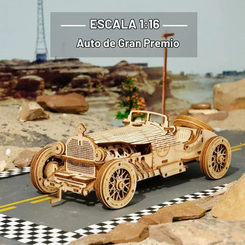 Vista 2 de ROKR Rompecabezas de madera 3D para adultos, modelo de coche mecánico, kit de vehículos de construcción de bricolaje, juguetes para rompecabezas