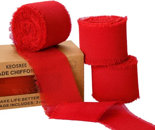 Vista 13 de KEOSREE 3 Rollos de Cinta de Gasa Negra Hecha a Mano, 1.5" x 21 Yardas Cintas de Seda con Flecos Deshilachados (3 Rollos *7 Yardas) para Envolver