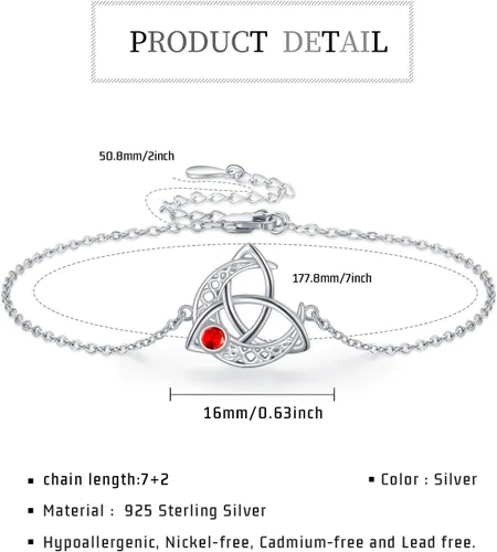 Vista 6 de Pulsera de piedra natal para mujer, plata de ley S925, pulseras celtas con dijes celtas, regalos de joyería, día de la madre, cumpleaños, día de San