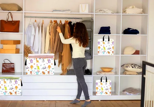 Vista 3 de Cesta Rectangular de Regalo, Cesta de Almacenamiento para Guardería, Cesto de Ropa Sucia, Caja de Almacenamiento y Contenedores para Ropa del Hogar