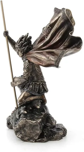 Vista 3 de Veronese Design Estatua de fantasía de Saint George The Dragon Slayer de 11 3/8 pulgadas, resina bronceada fundida en frío, decoración del hogar