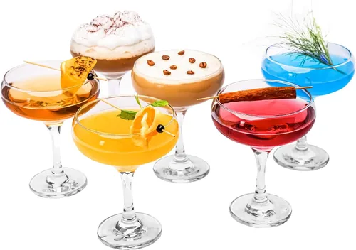 Vista 9 de Juego de 2 copas de cóctel de champán, elegantes copas de cóctel Coupe, copas de Martini, cristalería de tallo largo (2 unidades (9 oz/9.1 fl oz))
