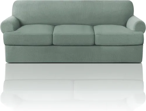 Vista 61 de PrinceDeco Fundas elásticas para sillón de 2 piezas, fundas de sofá para sillas con cojines en forma de T, fundas suaves para muebles con 1 funda