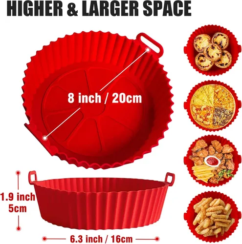 Vista 7 de Bandeja de silicona para hornear para freidora de aire, bandeja de silicona reutilizable para freidora de aire para canasta de 3.6 a 6.8 cuartos
