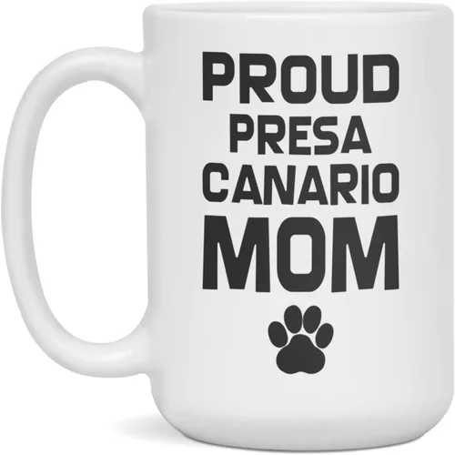Vista 3 de Proud Presa Canario Mom, Funny Dog Mom Coffee Mug, 11-Ounce White