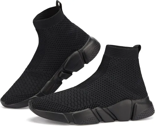 Vista 4 de Santiro Walking Shoes for Men Lightweight High Top Sneakers Breathable Knit Athletic Running Shoes Fashion Gym Sports Shoes