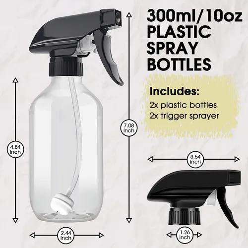 Vista 5 de AMORIX Botellas de Spray Plásticas 360° Botella de Agua para Limpieza 10 oz/300 ml Botella de Spray Invertida Pequeña Botella de Chorro con Boquilla