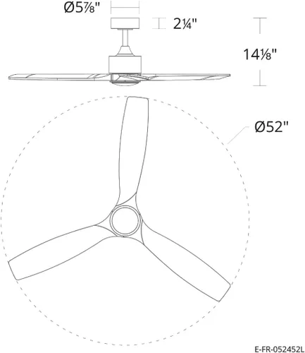Vista 6 de Madera - Ventilador de techo inteligente de 52 pulgadas y 3 aspas para interiores o exteriores, 2700K-6000K CCT de rango sintonizable, kit de luz