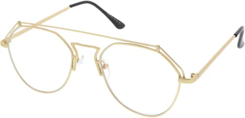 Vista 2 de zeroUV Lentes de aviador de lente plana transparente de metal mate moderno marco de metal abierto 1.969 in