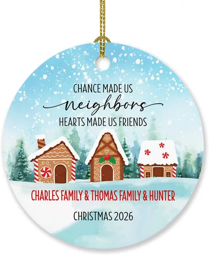 Vista 10 de Adorno personalizado de buen vecino con nombres y texto personalizados, adornos de tesoro de A Good Neighbor is A Found, adornos de Navidad 2024