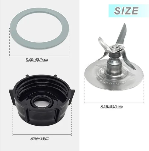 Vista 2 de Para Oster Blender Piezas de Repuesto Blender Cuchilla de Trituradora de Hielo con Tapa Base de 2 Tarros y Junta de Anillo de Sellado de Anillo O