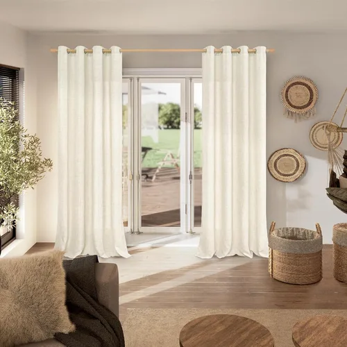 Vista 309 de BGment Cortinas de Lino Beige de 63 Pulgadas de Largo 2 Paneles - Tratamientos para Ventanas con Textura de Arpillera Filtrantes de Luz Cortinas B
