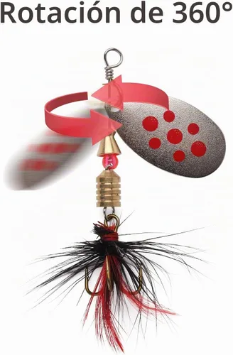 Vista 5 de 10 unidades de Señuelos de pesca Spinnerbait, kit de cebos de metal duro para róbalo, trucha, salmón, con cajas de anzuelos