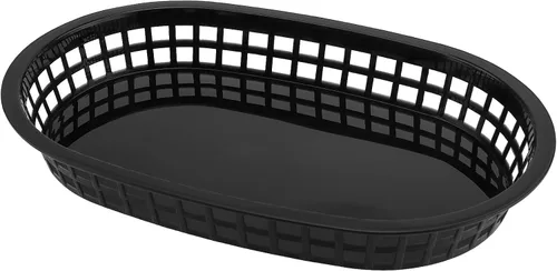 Vista 8 de MANCHAP Paquete de 50 cestas de plástico de 10.6 x 7 pulgadas para servir comida rápida, cesta ovalada de plástico para servir alimentos para pan