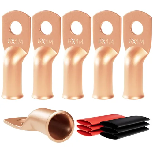 Vista 35 de 6 piezas 1/0 AWG - 1/2" (M12) Sanuke Terminales de anillo para cable de alambre con conectores de extremos resistentes para cable de batería, ojales