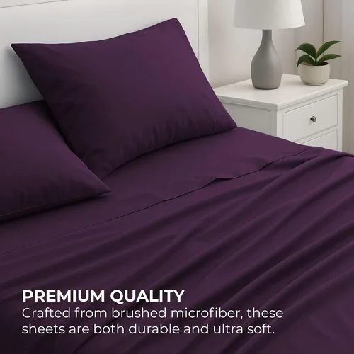 Vista 106 de Pure Bedding Juego de Sábanas Twin - Sábanas de Cama de Microfibra Ultra-Suave 1800 - Doble Cepillado - Bolsillos Profundos - Ajuste Fácil - Extra